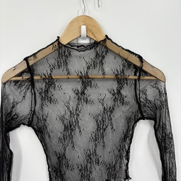 Whimsigoth Sheer Mesh Top Womens XSmall Floral Layering Fairy Grunge Indie Y2K - Picture 4 of 7